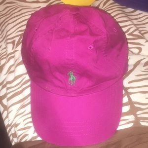 Fuchsia Ralph Lauren Polo hat with Green horse